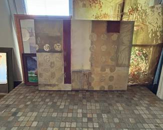 Abstract Mixed Media Artwork with Gold Leaf Accents