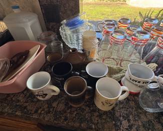 Assorted Ceramic Mugs and Glassware