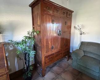 Antique Chinese Elmwood Wedding Cabinet