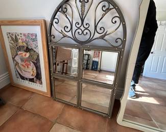 Arched Wrought Iron Window Pane Mirror