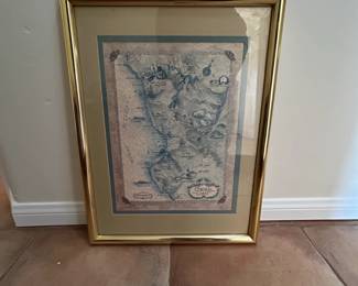 Framed Map of the Central Coast, California