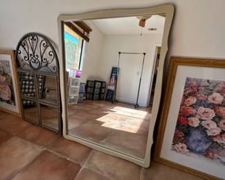 Ornate Scrollwork Arch Mirror with MultiPane Glass