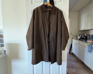 Mens Brown Trench Coat with Suede Collar