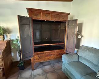 Vintage Chinese Elm Wood Wedding Cabinet second image