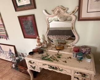 Beautiful Boho Art and Furniture. Lots of Southwest/Indigenous Paintings and prints. Furniture and Figurines. European Antiques, Unique Christmas Decor/Ornaments, Kitchenware, Salt & Pepper Shakers, Pots & Pans, Lamps, Patio Furniture, Potted Plants, Blankets/Linens, Decorative Throw Pillows, CDs, New Age Decor, Art Books, UFO Books, Glassware, Vases, Jewelry Boxes, Mirrors, Shelving Units, TVs, Tiger/Big Cat Decor, Wolf Decor, Angel Decor, Signed Artwork, Ocean decor, Greek inspired paintings, Rococo Tapestries, Light Fixtures (pendant lights), etc. LED recessed lighting, 70s Victorian Revival Wicker Furniture, Chinese Wood Vanity, The Rain Shower head, vacuums, fans, humidifiers. Toaster, air fryer, toaster oven, coffee maker, espresso machine. 