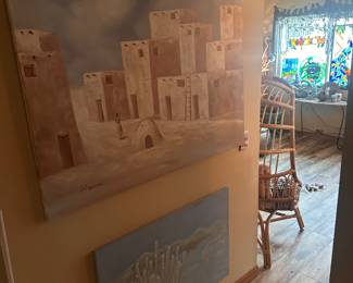 Beautiful Boho Art and Furniture. Lots of Southwest/Indigenous Paintings and prints. Furniture and Figurines. European Antiques, Unique Christmas Decor/Ornaments, Kitchenware, Salt & Pepper Shakers, Pots & Pans, Lamps, Patio Furniture, Potted Plants, Blankets/Linens, Decorative Throw Pillows, CDs, New Age Decor, Art Books, UFO Books, Glassware, Vases, Jewelry Boxes, Mirrors, Shelving Units, TVs, Tiger/Big Cat Decor, Wolf Decor, Angel Decor, Signed Artwork, Ocean decor, Greek inspired paintings, Rococo Tapestries, Light Fixtures (pendant lights), etc. LED recessed lighting, 70s Victorian Revival Wicker Furniture, Chinese Wood Vanity, The Rain Shower head, vacuums, fans, humidifiers. Toaster, air fryer, toaster oven, coffee maker, espresso machine. 