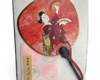 Peacock Nihonbi Mame Uchiwa Mini Fan Greeting Card
