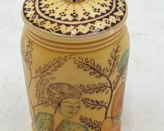 Lacquerware Middle Eastern HandPainted Jar