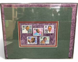 Framed 1995 US Jazz Musicians 32Cent Commemorative Stamp Set