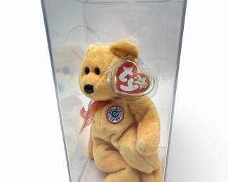 Ty Beanie Baby Sunny Bear 2000 with Acrylic Case