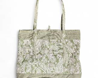 Green Paisley Cotton Tote Bag