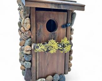 Rustic River Stone Wood Decorative Birdhouse