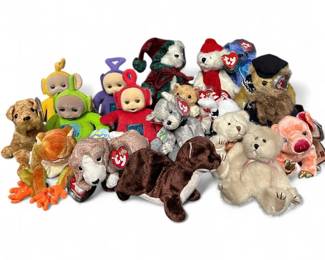 Collection Of Plush Toys Including Eden Teletubbies Ty Beanie Babies