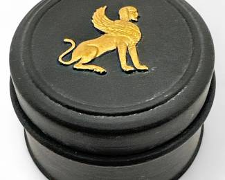 Vintage Wedgwood Black Basalt Gold Sphinx Trinket Box
