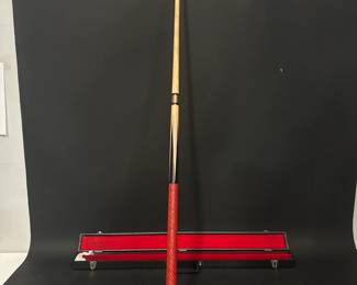 Adam Brand 2Piece Pool Cue With Red Leather And Case