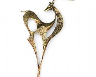 Vintage Curtis Jere Brutalist Hammered Brass Deer Sculpture Missing Base