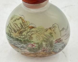 Vintage Chinese ReversePainted Glass Snuff Bottle