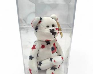 Ty Beanie Baby Glory Bear 1998 with Acrylic Display Case
