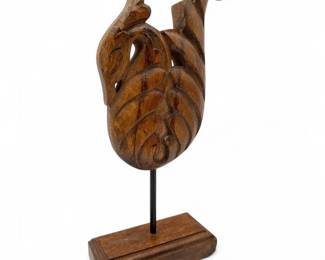 Balinese Suar Wood Swan Decor on Stand
