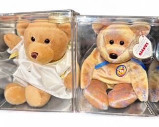 Ty Beanie Baby Clubby III Beanie Buddy Pair with Display Cases
