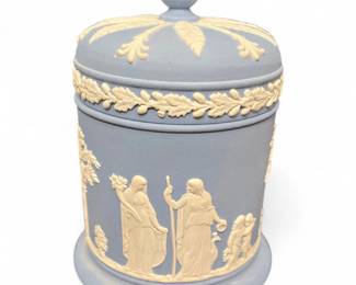 Vintage Wedgwood Blue Jasperware Lidded Tobacco Jar