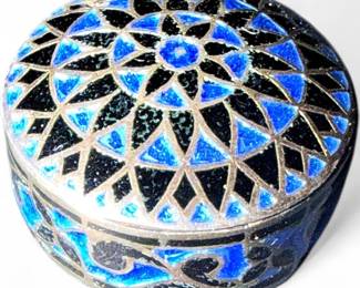Vintage Cloisonne Round Trinket Box