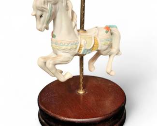 Vintage Interpur Porcelain Carousel Horse Music Box
