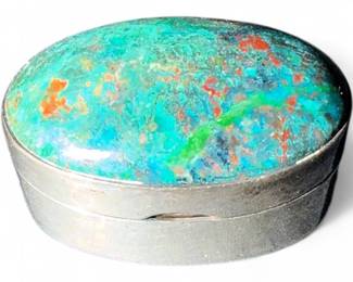 Vintage Mexican Trinket Box With Stone