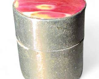 Small Round Brass Trinket Box With Enamel Inlay