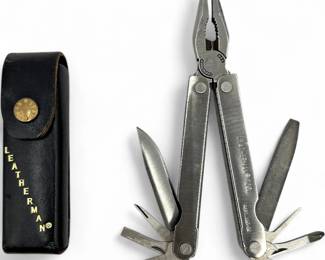 Vintage Leatherman PST MultiTool w Gold Script Leather Sheath