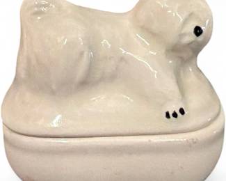 Vintage Ceramic Dog Trinket Box