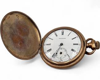 Antique Waltham Pocket Watch With Engraved Hunting Case