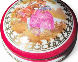 Vintage Limoges Round Porcelain Trinket Box
