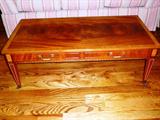 solid mahogany inlaid table & 2 end tables