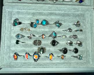STERLING WITH TURQUOISE & OTHERS