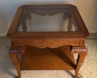 Glass And Wood End Table