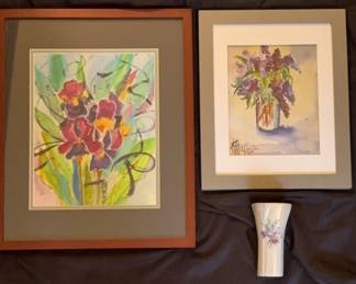Floral Watercolor Signed By Artist