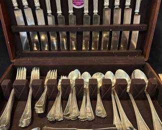 Antique Sterling Silver Monogrammed Flatware 6 Place Settings