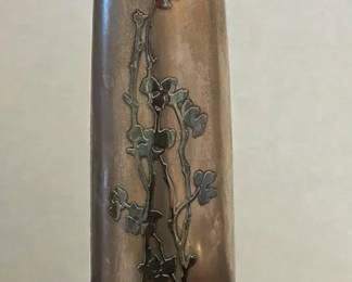 Antique Heintz Sterling On Bronze Vase
