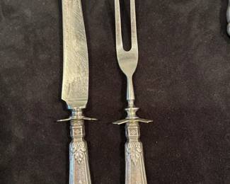 Sterling Silver Handled Knife And Fork Carving Set