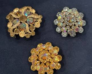 Aurora Borealis Rhinestone Brooches