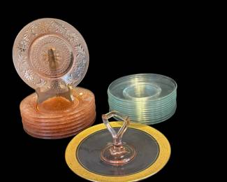 Vintage Pink Glass Plates Cookie Plate