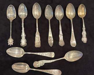 Antique Sterling Silver Souvenir Teaspoons