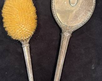 Vintage Sterling Silver Handled Mirror And Brush