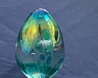 Glass Eye Studio (GES) Iridescent Egg Paperweight