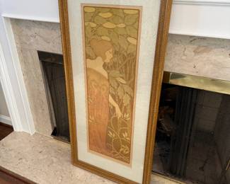 "Le Sereau" by Paul Berthon, Framed Original Color Lithograph.