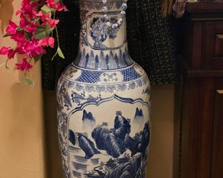 Chinese Blue & White Floor Vase | Chinoiserie