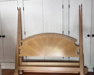 Solid wood four poster king bed headboard + footboard- $300
