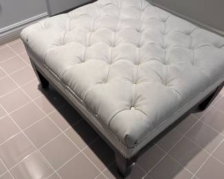 White leather tufted ottoman (2) $300