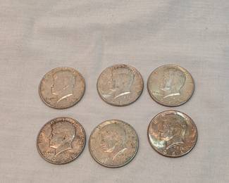 Lot Of Six 1964 Kennedy Half Dollars 